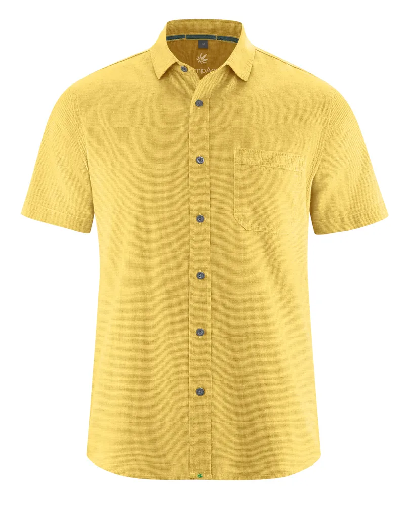 HempAge Hempage Herren vegan Gelbes Kurzarm Shirt, Gelb, – Produktbild 1 von 2