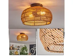 hofstein Deckenleuchte moderne Deckenlampe aus Metall/Bambus/Holz in Schwarz/Natur, Boho-Design Deckenleuchte,Lichteffekt, Ø40cm, 2xE27, ohne Leuchtmittel – Produktbild 1 von 1
