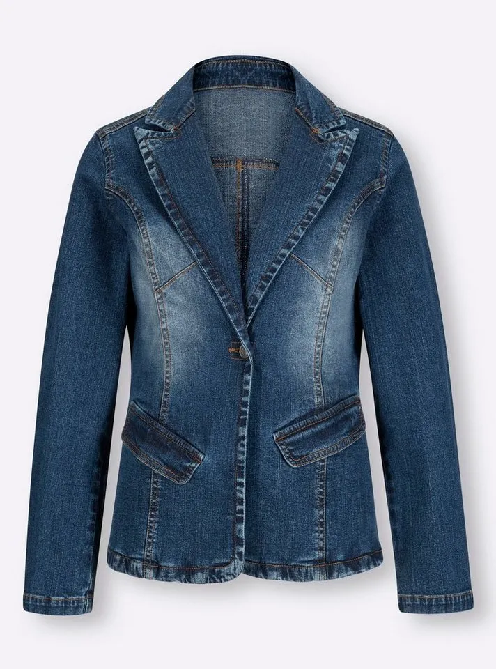 heine heine Blusenblazer Jeansblazer Langarm, Blau, – Produktbild 4 von 4
