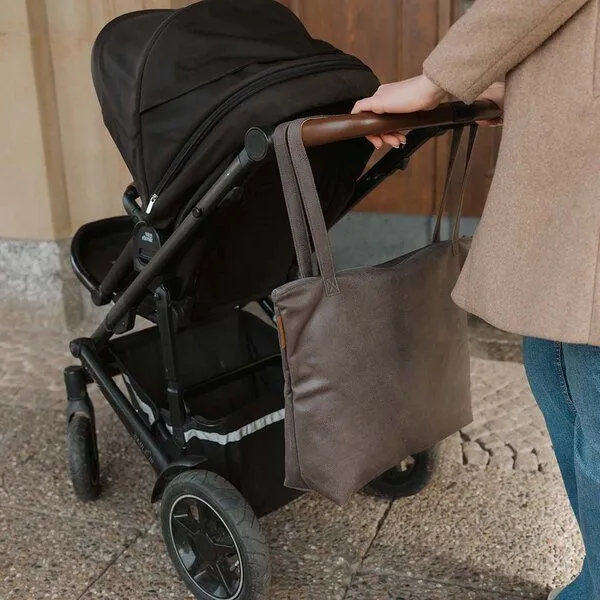 BOWLEANIES TASCHEN BOWLEANIES TASCHEN Mom Bag | Großer Shopper aus Lederfaserstoff mit Reißverschluss, Dunkelgrau, – Produktbild 2 von 4