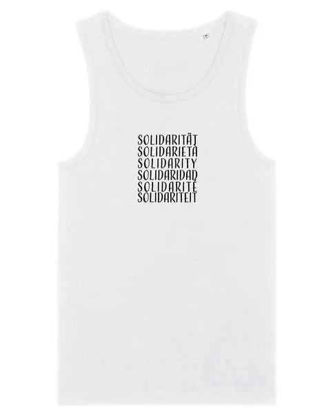 Human Family Human Family Herren Statement Tanktop aus Bio Baumwolle "Wake - Solidarity", Weiss, – Produktbild 1 von 2