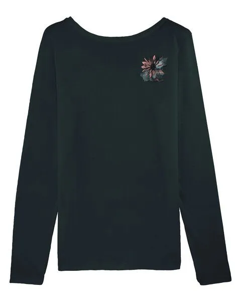 Human Family Human Family Bio Damen Longsleeve Shirt - Have Fun "Flower", Schwarz, – Produktbild 1 von 4