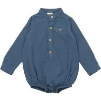 Walkiddy Baby Musselin-Body GOTS zertifiziert – Dunkelblau, Langarm mit Knopfleiste, weich & bequem | von Walkiddy, Blau, – Produktbild 1 von 1