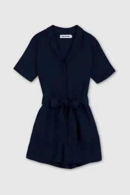 Kings Of Indigo Kings Of Indigo JANELLE PLAYSUIT | WORKER BLUE LINEN – Produktbild 1 von 1