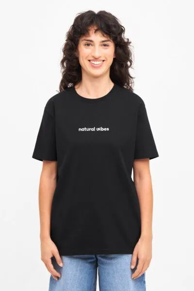 Natural Vibes T-Shirt Natural Vibes Bio GOTS | Natural Vibes Logo T-Shirt | Schwarzes T-Shirt | Herren Damen T-Shirt – Produktbild 3 von 4