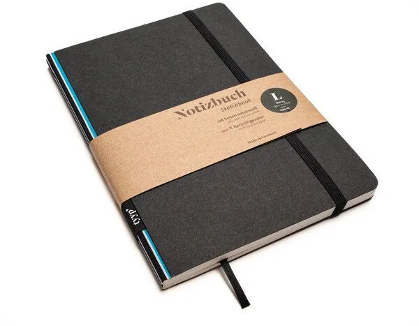 tyyp tyyp Notizbuch A5 schwarz – 100% Recyclingpapier – handmade – Klassik, Black, – Produktbild 1 von 4