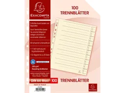 Exacompta 100 Exacompta Trennblätter aus Recyclingkarton, elfenbein, DIN A4 – Produktbild 1 von 1