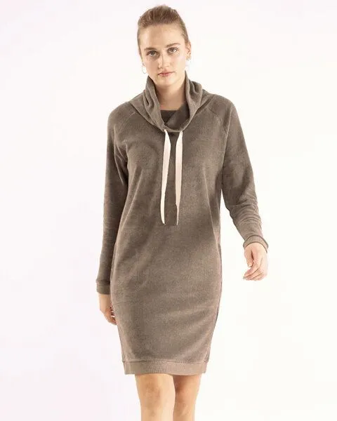 Alma & Lovis Alma & Lovis Frottier-Velourkleid aus Bio-Baumwolle | Velour Jog-Dress, Trüffel (grau), – Produktbild 2 von 4