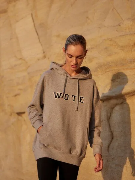 WOTE WOTE Logo Hoodie Sweatshirt aus Organic Cotton - Bio Baumwolle, Grau melange, – Produktbild 2 von 4
