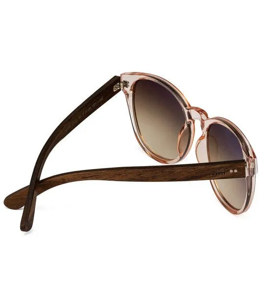 TAKE A SHOT TAKE A SHOT Große Runde Sonnenbrille aus Holz für Damen, Rosa (rosé / walnuss / braun), – Produktbild 3 von 4