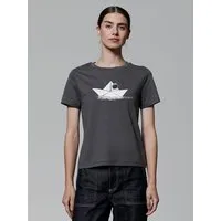 watapparel watapparel T-Shirt Frauen Astronaut in paper boat, Anthracite, – Produktbild 1 von 1