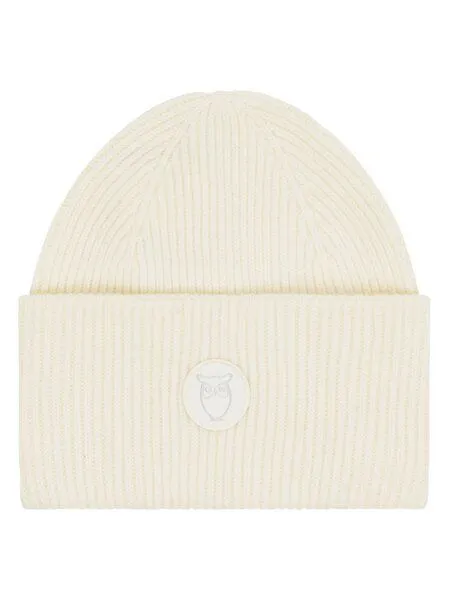 KnowledgeCotton Apparel KnowledgeCotton Apparel Woll-Mütze - Rib Beanie - aus 100% Merino Wolle, Weiß (egret), – Produktbild 1 von 5