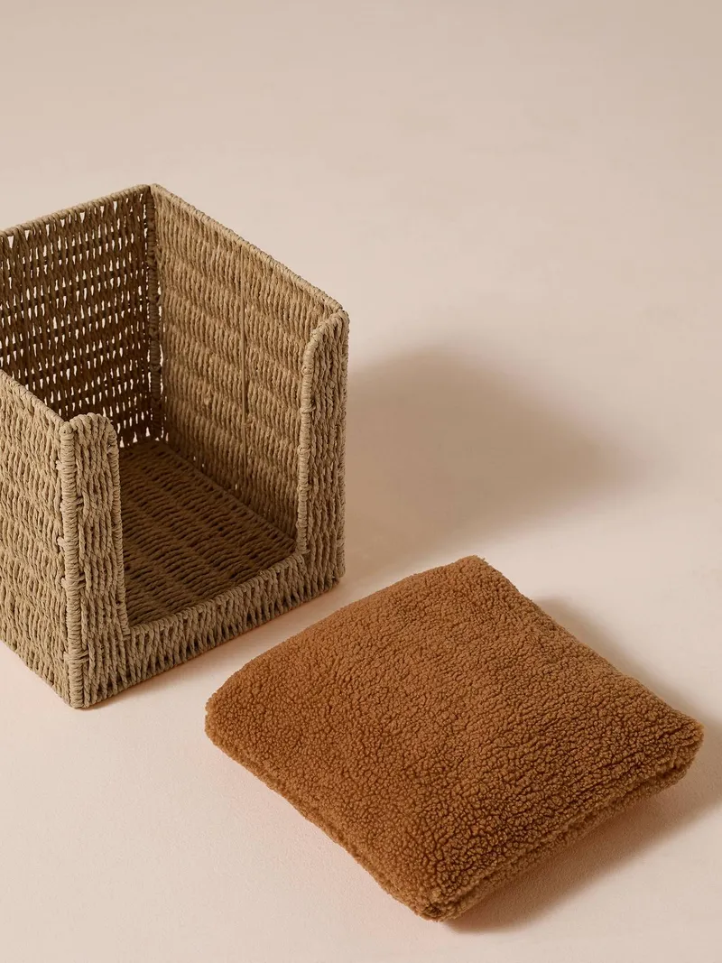 Vertbaudet Faltbarer Katzenkorb aus Papierkordel, Beige, – Produktbild 3 von 4