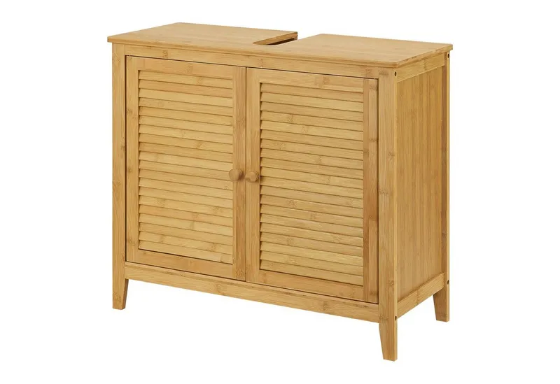 en.casa Waschbeckenunterschrank Värmdö Badezimmerschrank 60x67x30 aus Bambus, Beige, – Produktbild 1 von 5