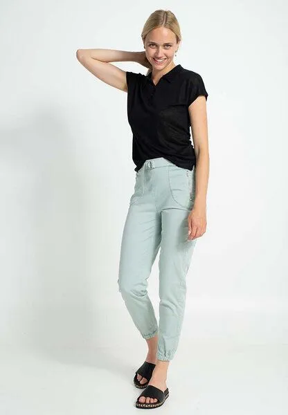 Alma & Lovis Alma & Lovis Leinenshirt im Polostyle aus 100% Leinen | Linen Polo, Schwarz, – Produktbild 2 von 4