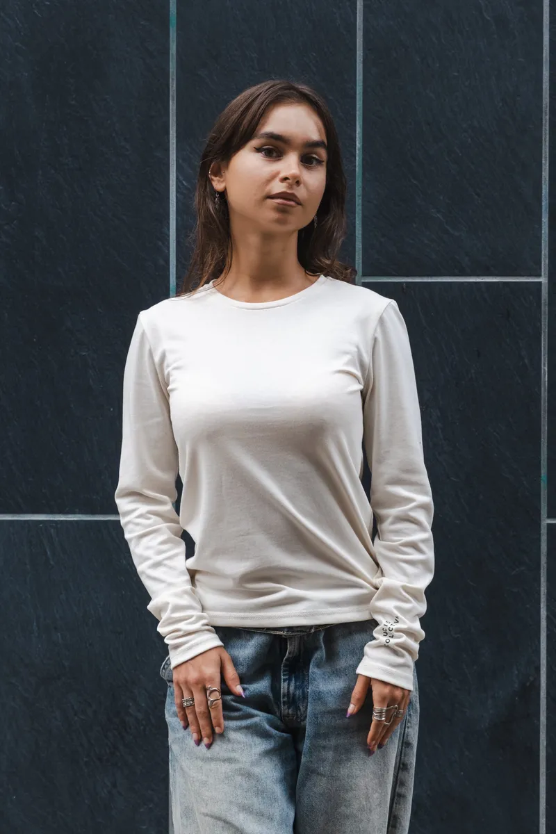 Lucid Collective Lucid Collective Damen vegan Langarmshirt Feel Damen, Weiß, – Produktbild 2 von 2