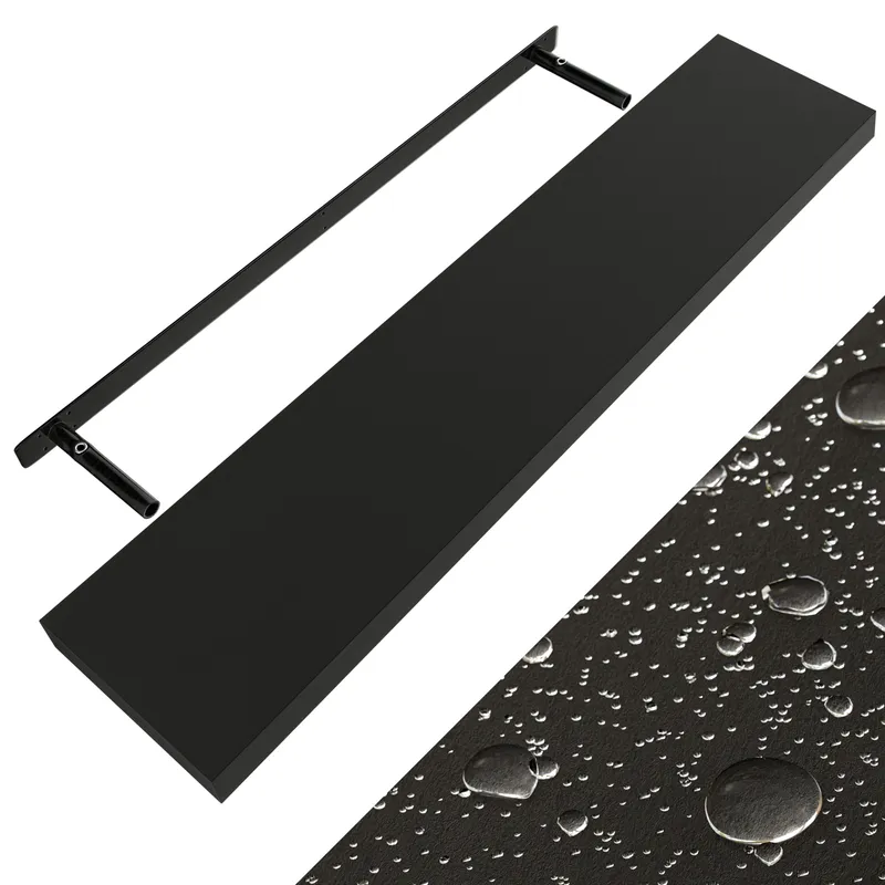 Casaria® Wandregal Schweberegal 110cm Schwarz + Halterung, Schwarz, – Produktbild 1 von 2