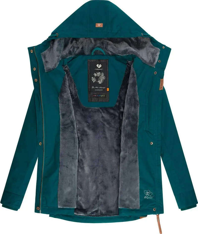 ragwear ragwear Winterjacke Monade Damen Winterparka mit Kapuze und m. Fleece gefüttert, Grau|grün, – Produktbild 1 von 4