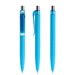 prodir prodir® Druckkugelschreiber QS01 Soft Touch PRT Push, blaue Mine, cyanblau/silber poliert – Produktbild 1 von 1