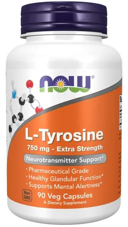 Now Foods Now Foods L-Tyrosin 750 mg Extra Stark 90 Kapseln – Produktbild 1 von 1