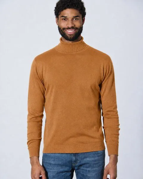HempAge HempAge Feiner Rollkragenpullover Hanf/Biobaumwolle, Almond (braun), – Produktbild 2 von 4
