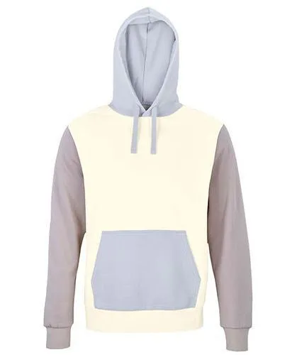Sol's Sol's Unisex Hooded Sweatshirt Collins 3-farbig Bio Baumwolle Recyceltes Polyester Vegan, Natural/creamy blue/light grey, – Produktbild 2 von 4