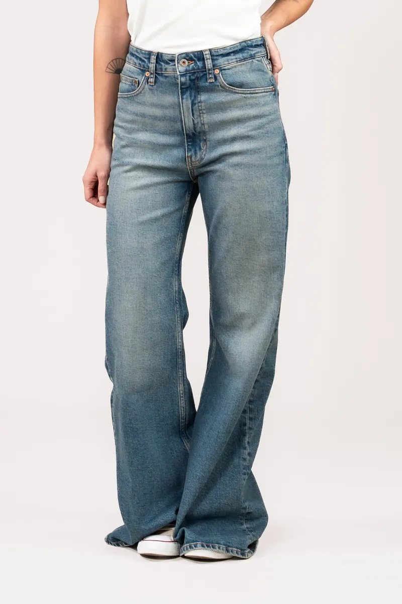 Kuyichi Kuyichi Damen vegan Jeans Flare Vivienne Broken Blau, Dunkelblau, – Produktbild 2 von 2