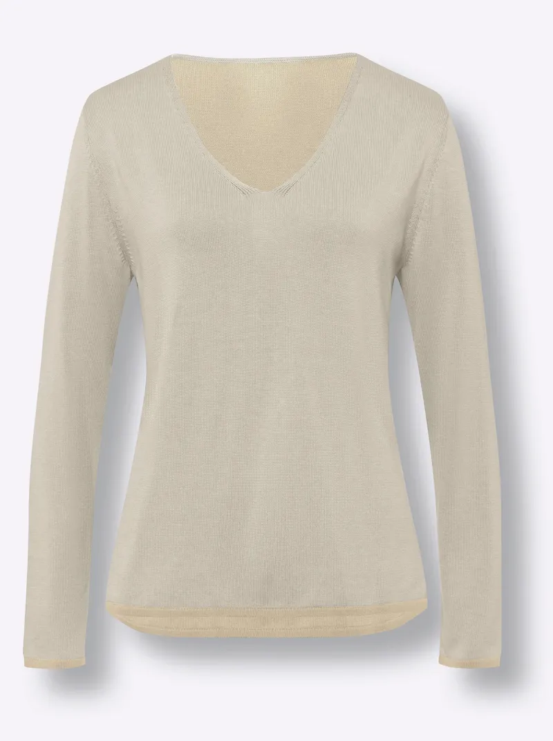 heine Feinstrickpullover ecru-sand-gemustert, Ecru-sand-gemustert, – Produktbild 1 von 2