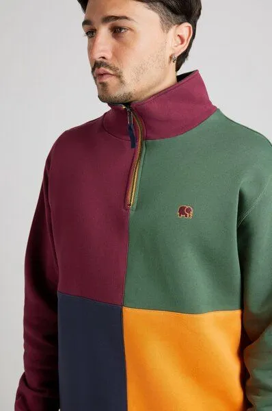 Trendsplant Trendsplant Color Block Half Zip Sweatshirt "Harlequin", Bunt, – Produktbild 5 von 5