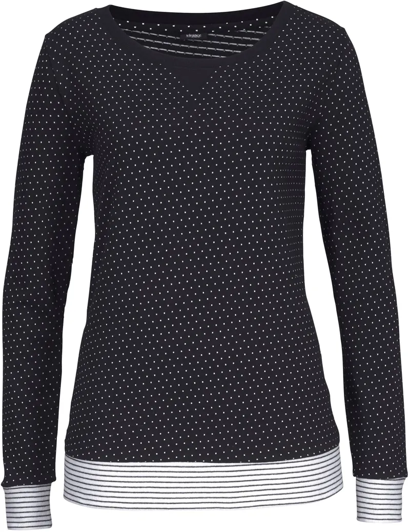 Vivance Dreams by Lascana Pyjama schwarz-gepunktet, Schwarz-gepunktet, – Produktbild 1 von 3