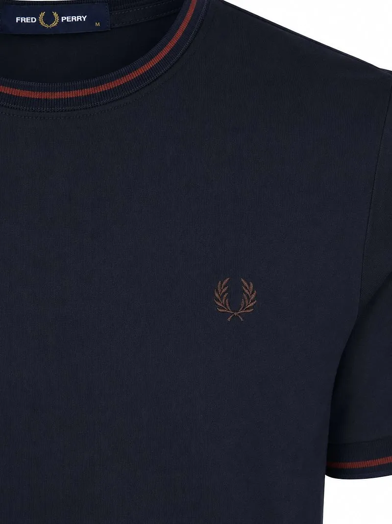 Fred Perry Fred Perry Twin Tipped T-Shirt Navy 75C - Größe L, Blau, – Produktbild 5 von 5