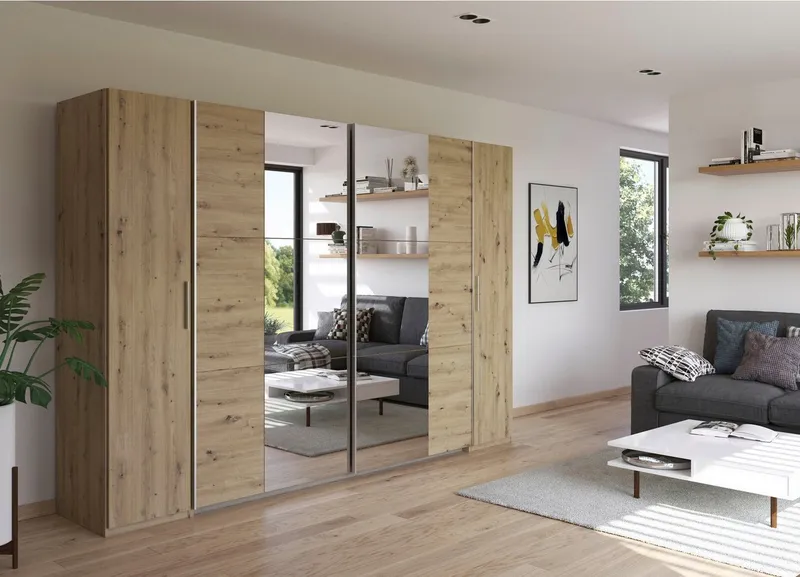 Rauch Rauch Schwebetürenschrank Kleiderschrank Drehtürenschrank Schrank Garderobe KRONACH (in 3 Ausstattungen BASIC/CLASSIC/PREMIUM, Breiten 225/268/311/354 cm) Kombischrank optional mit 1 oder 2 Spiegel viele Böden MADE IN GERMANY, Braun, – Produktbild 6 von 8