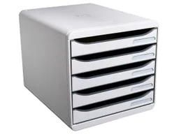 Exacompta Schubladenbox Big Box Plus "Office", DIN A4+, 5 Schubladen offen, lichtgrau – Produktbild 1 von 1