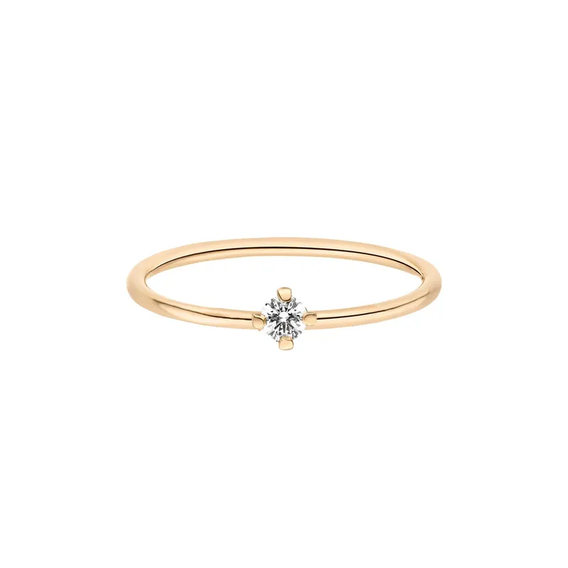 Maren Jewellery Goldener ReMind mini Solitaire Ring - 48 / 14K Gelbgold & Labordiamant weiß – Produktbild 1 von 1