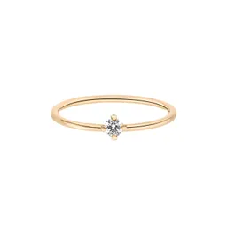 Maren Jewellery Goldener ReMind mini Solitaire Ring - 48 / 14K Gelbgold & Labordiamant weiß – Produktbild 1 von 1