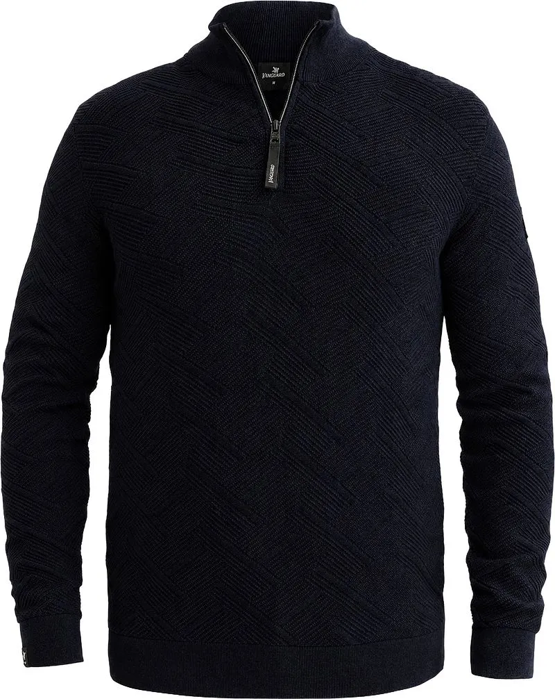 Vanguard Vanguard Pullover Half Zip Mouline Sky Captain - Größe L, Dunkelblau, – Produktbild 2 von 5