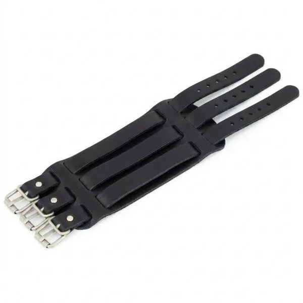 Simaru Simaru Breites Schnallenarmband aus Echtleder, Schwarz, – Produktbild 3 von 3