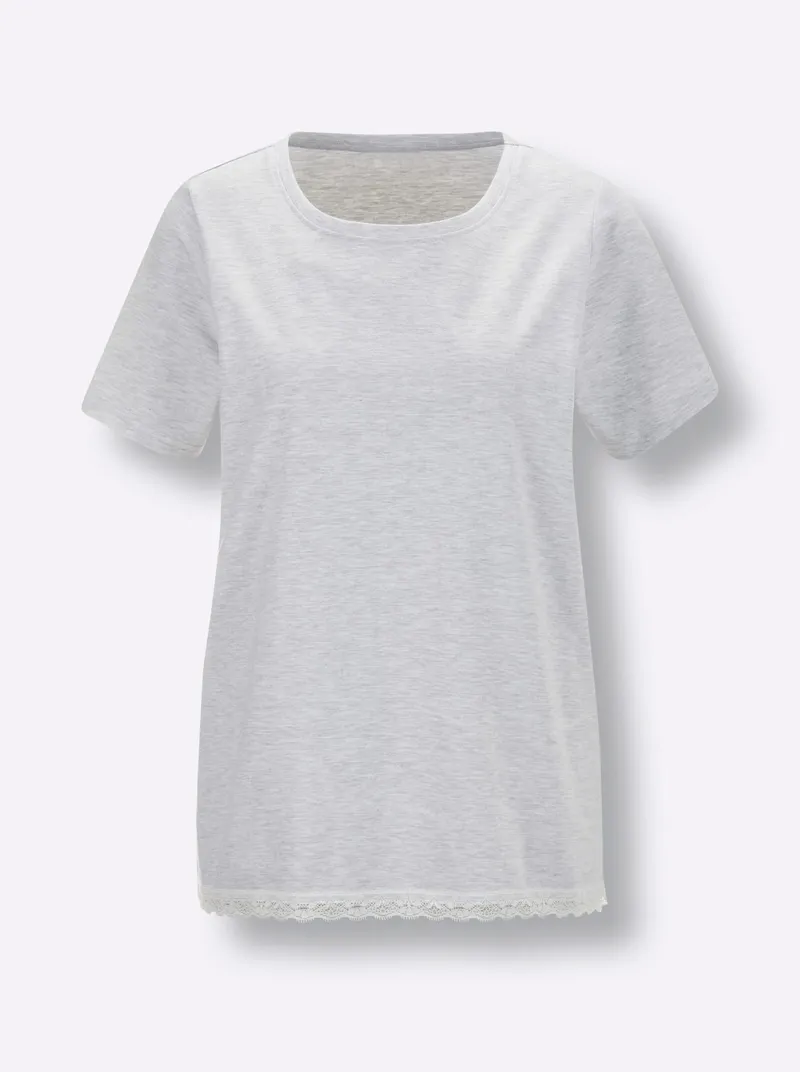 wäschepur Schlafanzug-Shirt, Hellgrau-meliert, – Produktbild 1 von 2