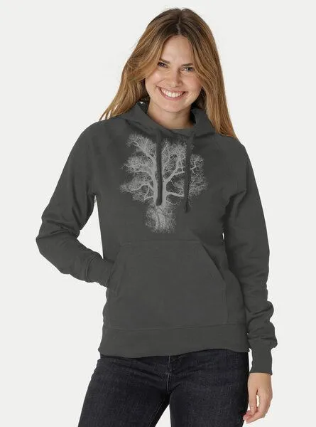 Peaces.bio - handbedruckte Biomode Peaces.bio - handbedruckte Biomode Bio-Damen-Kapuzensweater Chestnut, Charcoal grey, – Produktbild 2 von 2