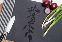 Hirschkind Hirschkind Bio- & Fair-Trade-Geschirrtuch 'Rotes Basilikum' grau-weiß – Produktbild 1 von 1