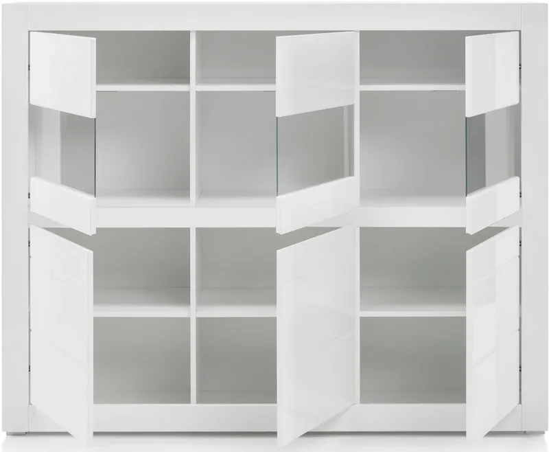 Home affaire Highboard Carat, Breite 164 cm, Blende in weiß und betonfarben im Lieferumfang, Weiß, – Produktbild 4 von 5