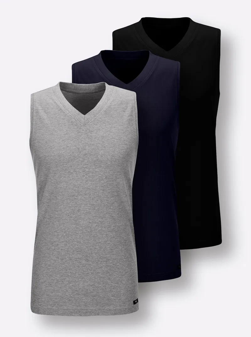 KINGsCLUB Shirt schwarz + grau-meliert + marine, Schwarz + grau-meliert + marine, – Produktbild 2 von 2