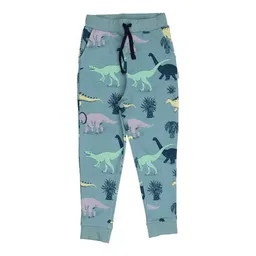 Walkiddy Walkiddy Kinder Jogginghose GOTS-zertifiziert aus Bio-Baumwolle hellblau mit Dinosaurier-Muster – Produktbild 1 von 1