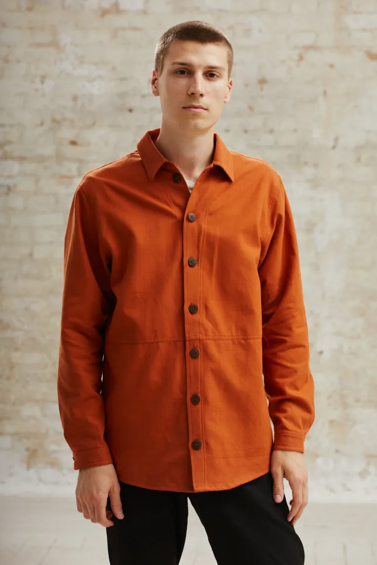 Jyoti - Fair Works Jyoti - Fair Works Herren vegan Überhemd Daladal Rost, Dunkelorange, – Produktbild 2 von 2