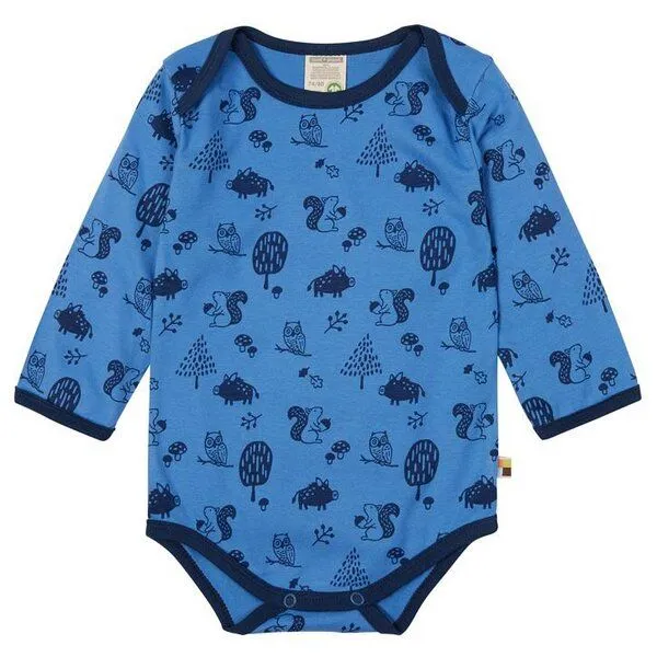 loud + proud loud + proud Baby Body Langarm, GOTS-zertifiziert, Blau (herbstwald), – Produktbild 1 von 1