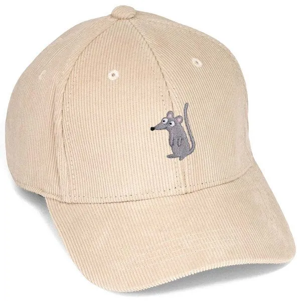 LIGARTI Bestickte Cord Cap – Murat die Maus – LIGARTI Tiermanufaktur, Sand, – Produktbild 1 von 4