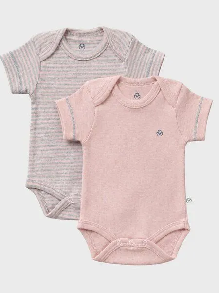OrganicEra OrganicEra Bio-Kurzarm Babybodys für Neugeborene, 2-teiliges Set, Rose melange (rose), – Produktbild 1 von 4