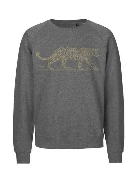 Peaces.bio - handbedruckte Biomode Peaces.bio - handbedruckte Biomode Bio Damen Sweatshirt Loose Fit Leopard, Dunkelgrau, – Produktbild 1 von 2