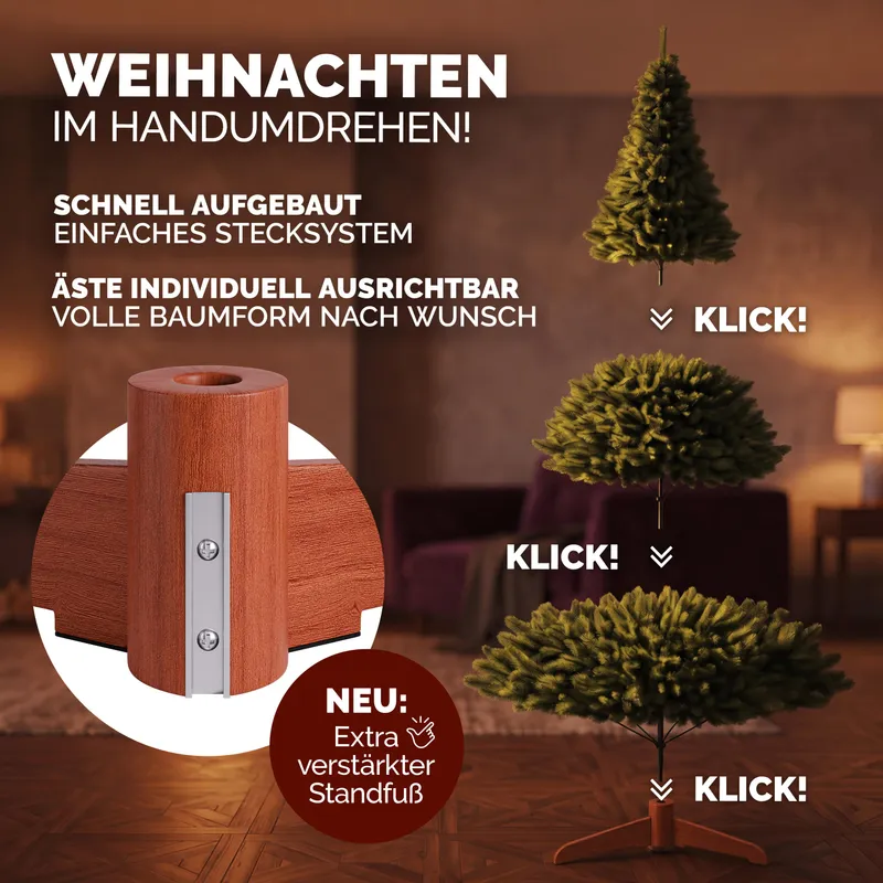 Casaria® Künstlicher Weihnachtsbaum Premium 180cm PE / PVC mit Holzständer FSC® – Produktbild 4 von 4