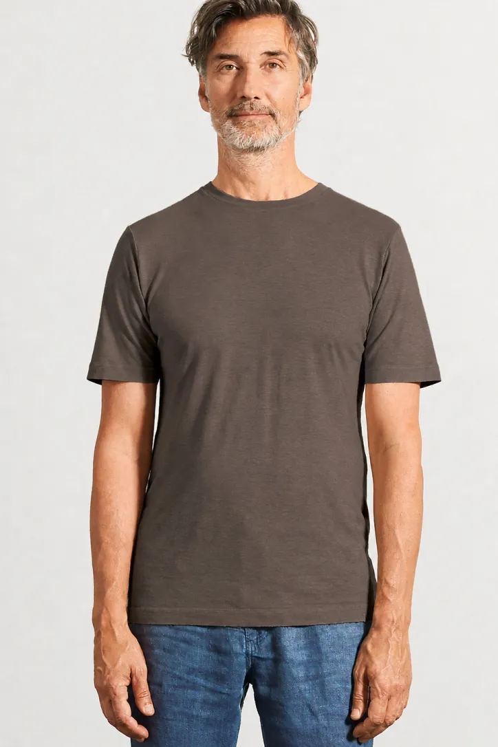 HempAge Hempage Herren vegan T-Shirt Slim Fit Staubbraun, Braun, – Produktbild 2 von 2